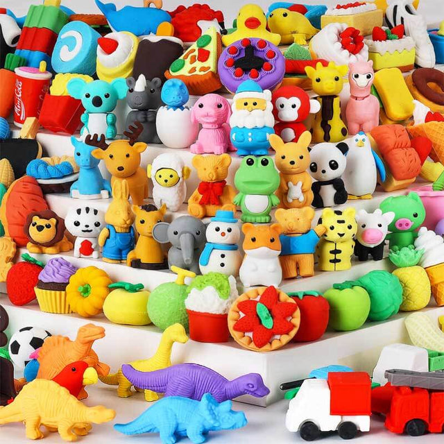 111Pcs Animal Erasers Desk Pets for Kids Animal Pencil Erasers Bulk Puzzle Erasers Toys Gifts for Classroom Prizes,Game Reward,Treasure Box,Easter Egg Fillers,Goodie Bag Stuffer,Party Favors | Shinymarch