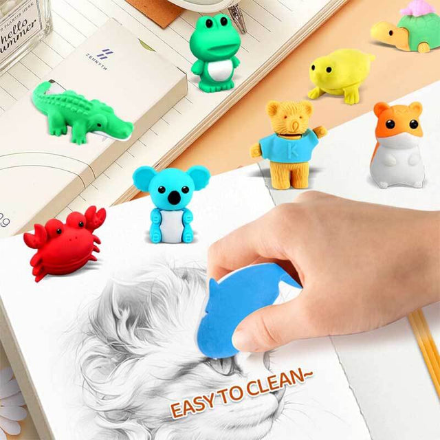 111Pcs Animal Erasers Desk Pets for Kids Animal Pencil Erasers Bulk Puzzle Erasers Toys Gifts for Classroom Prizes,Game Reward,Treasure Box,Easter Egg Fillers,Goodie Bag Stuffer,Party Favors | Shinymarch