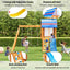 Wooden Outdoor Swing Set 3 in 1 Swing Set outdoor Children's Playset with Slide , 2 Swings and Climber for Garden, Backyard and Playground, Blue  | Shinymarch