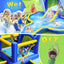 8 in1 Inflatable slide water park trampoline bouncing house outdoor garden with Dolphin sprinkler & Target games & Water gun & Basketball | Shinymarch