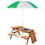 Outsunny Kids Picnic Table with Umbrella and Storage Inside, Sand and Water Table, Kids Outdoor Furniture, Wooden Bench Backyard Furniture for Garden, Patio, or Balcony | Shinymarch