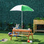 Outsunny Kids Picnic Table with Umbrella and Storage Inside, Sand and Water Table, Kids Outdoor Furniture, Wooden Bench Backyard Furniture for Garden, Patio, or Balcony | Shinymarch
