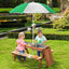 Outsunny Kids Picnic Table with Umbrella and Storage Inside, Sand and Water Table, Kids Outdoor Furniture, Wooden Bench Backyard Furniture for Garden, Patio, or Balcony | Shinymarch