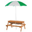 Outsunny Kids Picnic Table with Umbrella and Storage Inside, Sand and Water Table, Kids Outdoor Furniture, Wooden Bench Backyard Furniture for Garden, Patio, or Balcony | Shinymarch