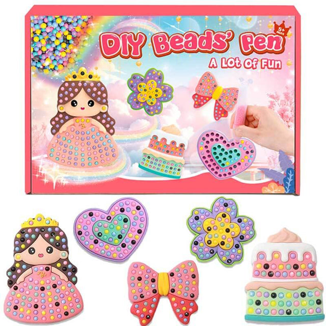 DIY Bead Art & Mosaic Kit for Kids Ages 6-12 – Complete Craft Set with Bead Pens, Colorful Templates, and Fun Stencils – Creative Arts & Crafts Activity for Boys and Girls | Shinymarch
