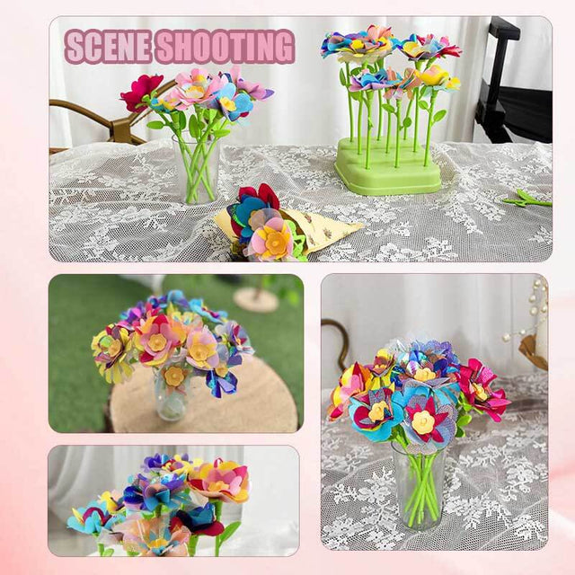 Fabric Flower Bouquets Toys, DIY Craft Kits Toys for Kids - Flowers Market Toy, Build Your Flower Bouquet, Arts & Crafts for 4 5 6 7 8 Year Toddler Girl, Educational Activity Preschool B-Day Gifts | Shinymarch