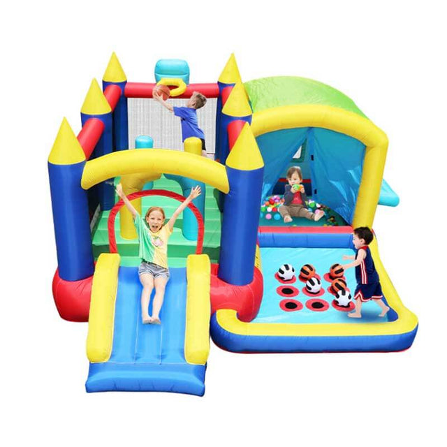 7 in 1 Inflatable Bounce House, Bouncy House with Ball Pit for Kids Indoor Outdoor Party Family Fun, Obstacles, Toddler Jump Bouncy Castle with Ball Pit for Birthday Party Gifts  | Shinymarch