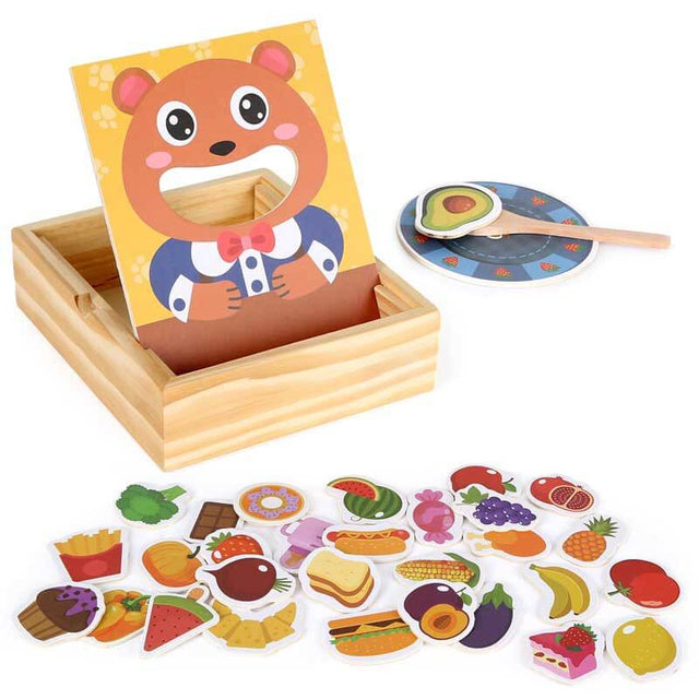 Montessori Toys for 1 2 3 Year Old, Wooden Feeding Toy, Montessori Pretend Play Food for Toddlers 1-3, Sensory Toys for Kids with Autism | Shinymarch