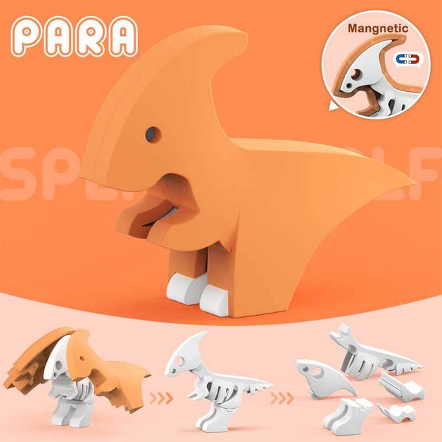 Magnetic Dinosaur Building Toys, STEM Toddler Learning Toys 3D Puzzle Dinosaur for Boys Girls, Educational Magnetic Travel Montessori Toy Dinosaurs, for Kids 3 4 5 6 7 | Shinymarch