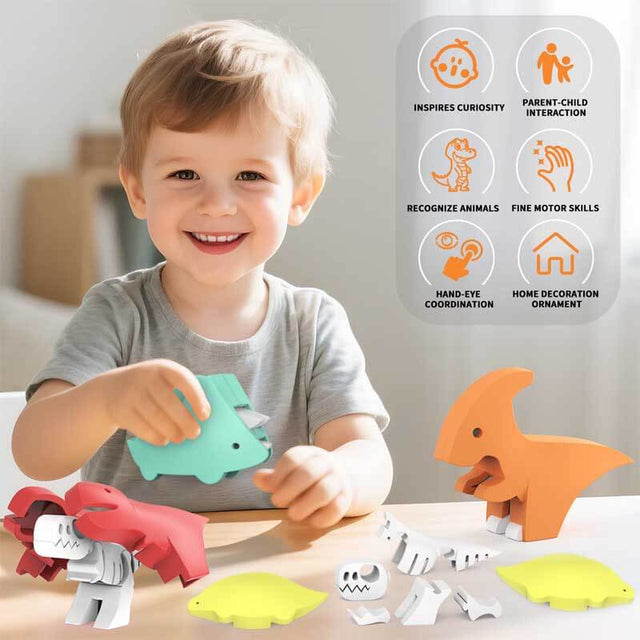 Magnetic Dinosaur Building Toys, STEM Toddler Learning Toys 3D Puzzle Dinosaur for Boys Girls, Educational Magnetic Travel Montessori Toy Dinosaurs, for Kids 3 4 5 6 7 | Shinymarch