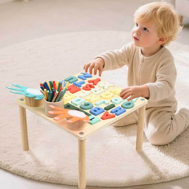 Number & Letter Learning Busy Table - Educational Math Activity Center for Toddlers