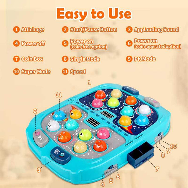Whack a Mole Game, Toys for 3 4 5 6+ Year Old Boys Girls, Whack a Game for Kids, Gifts for 3-12 Year Old Boys Girls, Interactive Educational Toys with Double Hammers Sound and Light | Shinymarch