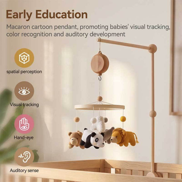 Knitted Animal Baby Crib Mobile for Neutral Nursery Decor