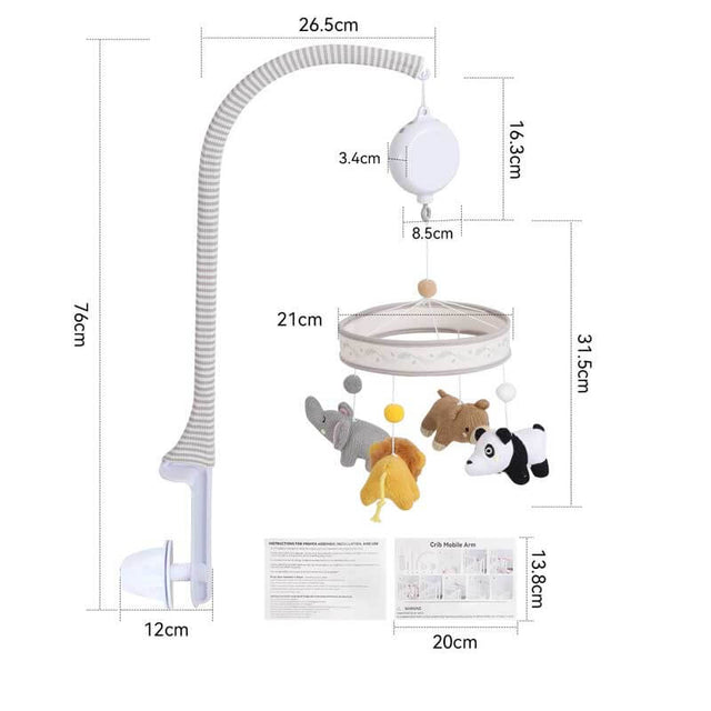 Knitted Animal Baby Crib Mobile for Neutral Nursery Decor