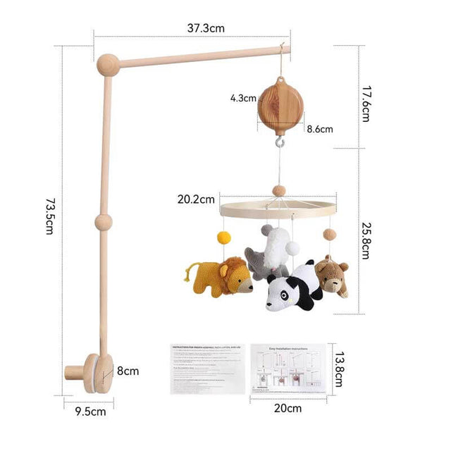 Knitted Animal Baby Crib Mobile for Neutral Nursery Decor