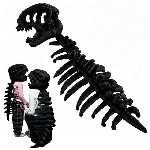 My Cozy Dino Bone Buddies Dinosaur Skeleton Plush, Silly Hooded Dinosaur Costume, Soft Huggable Stuffed Animal for Dress-Up, Parties, Halloween, Kids Gifts | Shinymarch