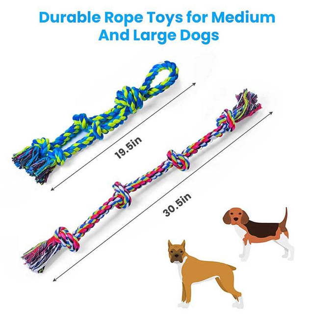 Heavy Duty Dog Rope Toys for Large Breed Aggressive Chewers, 2 Pack Indestructible Teeth Cleaning Tug of War Toy | Shinymarch