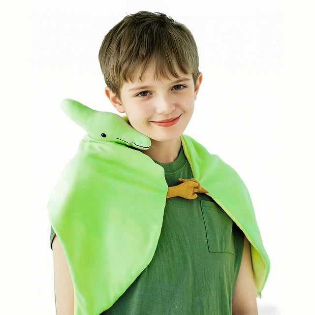 Pterodactyl Dinosaur Wearable Blanket for Kids, 38" Large Plush Dinosaur Wings Scarf & Cape Costume, Soft Warm Stuffed Animal Poncho, Quirky Dinosaur Gift for Boys Girls Birthday Christmas | Shinymarch
