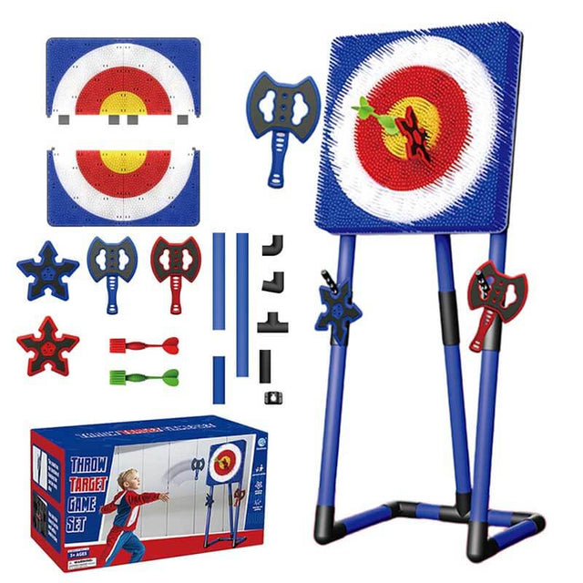 Axe Throwing Game for Backyard Fun,Safe Bristle Target with 4 Throwing Axes & 4 Throwing Stars,Yard & Outdoor Games for Kids and Family | Shinymarch