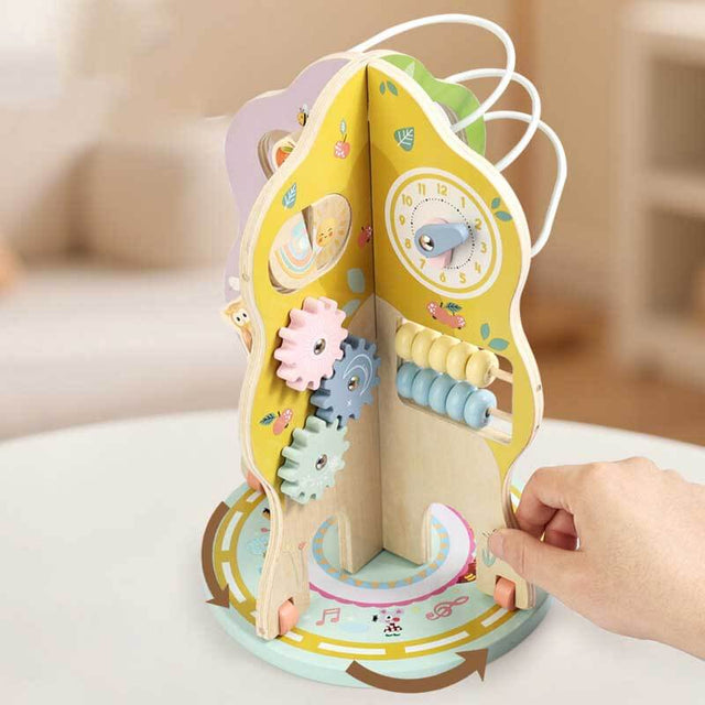 Montessori Wooden Activity Tree Bead Maze - 5-in-1 Multi-Functional Early Educational Center for Toddlers 1-3, Fine Motor Skills Development, Eco-Friendly Natural Wood Learning Toy, Ideal 1st Birthday Gift | Shinymarch