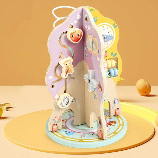 Montessori Wooden Activity Tree Bead Maze - 5-in-1 Multi-Functional Early Educational Center for Toddlers 1-3, Fine Motor Skills Development, Eco-Friendly Natural Wood Learning Toy, Ideal 1st Birthday Gift | Shinymarch