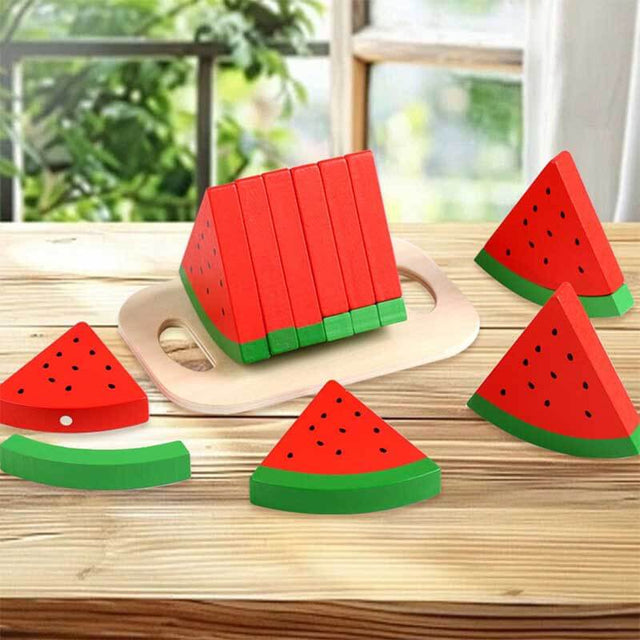 Wooden Play Food Kitchen Accessory, Watermelon Playset Toy, for Kids Role Play and Educational | Shinymarch