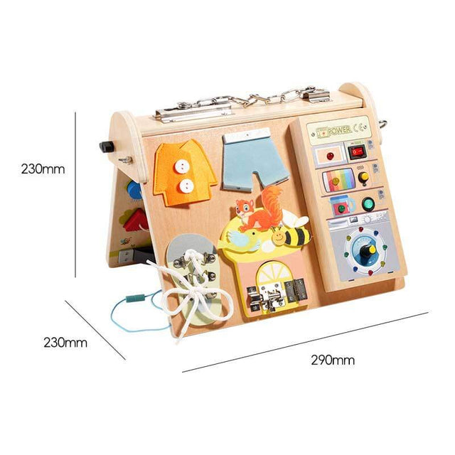 Wooden Sensory Panel with Light Up Buttons and Controls for Cognitive Growth Fine Motor Skill Toy | Shinymarch