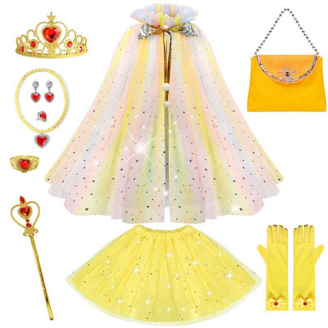 Princess Dress Up for Girls 3-8, Cape with Crown & Tutu, Birthday Gift for Toddler Girls, Pretend Play Toys for Kids | Shinymarch