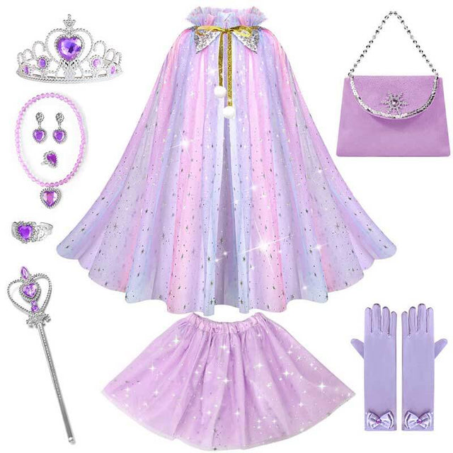 Princess Dress Up for Girls 3-8, Cape with Crown & Tutu, Birthday Gift for Toddler Girls, Pretend Play Toys for Kids | Shinymarch