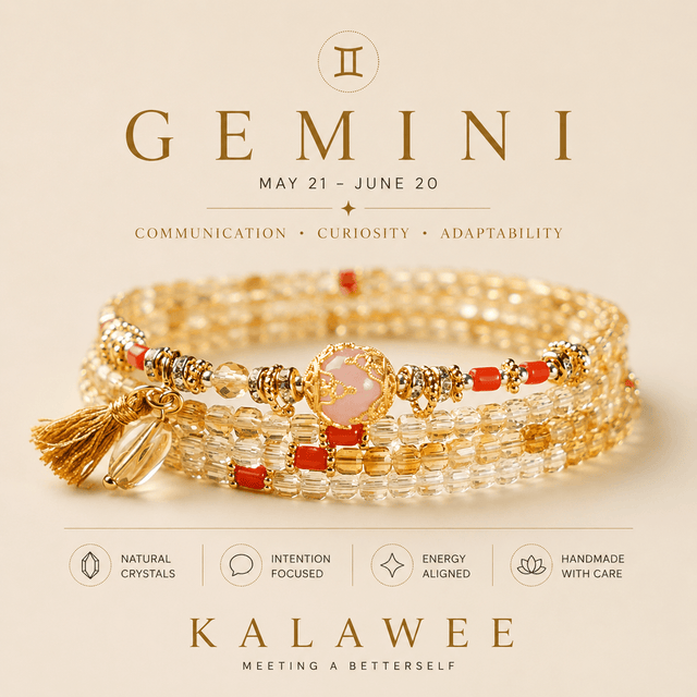 Natural Zodiac Crystal Bracelet Necklace | 12 Horoscope Birthstone Jewelry | Kalawee
