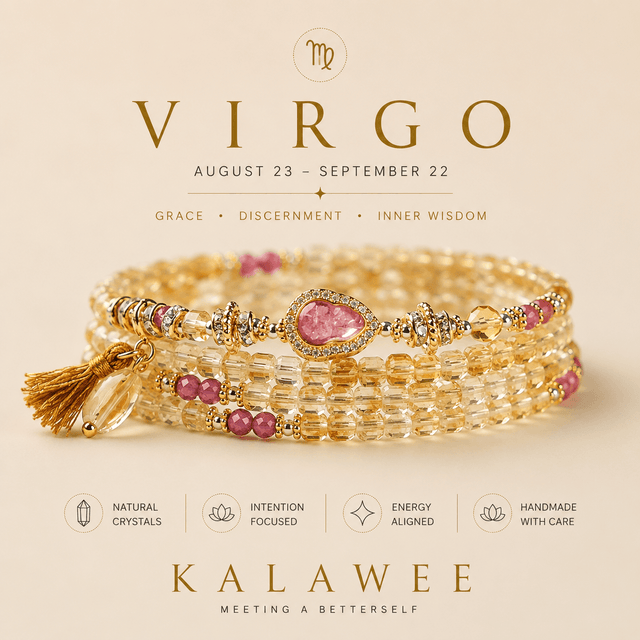 Natural Zodiac Crystal Bracelet Necklace | 12 Horoscope Birthstone Jewelry | Kalawee