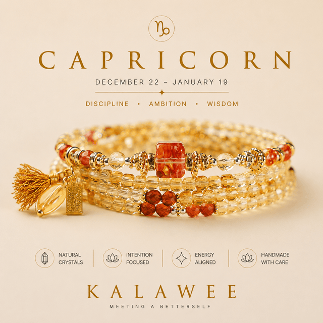 Natural Zodiac Crystal Bracelet Necklace | 12 Horoscope Birthstone Jewelry | Kalawee