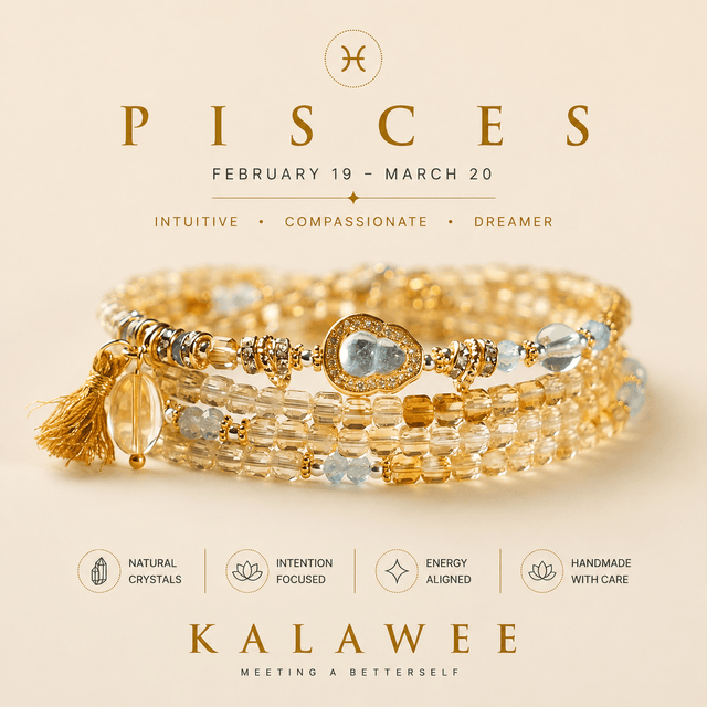Natural Zodiac Crystal Bracelet Necklace | 12 Horoscope Birthstone Jewelry | Kalawee