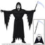 Grim Reaper Costume Set for Kids & Adults - Includes Scary Scream Mask, Hooded Robe & Toy Sickle Scythe for Halloween Cosplay | Kalawee