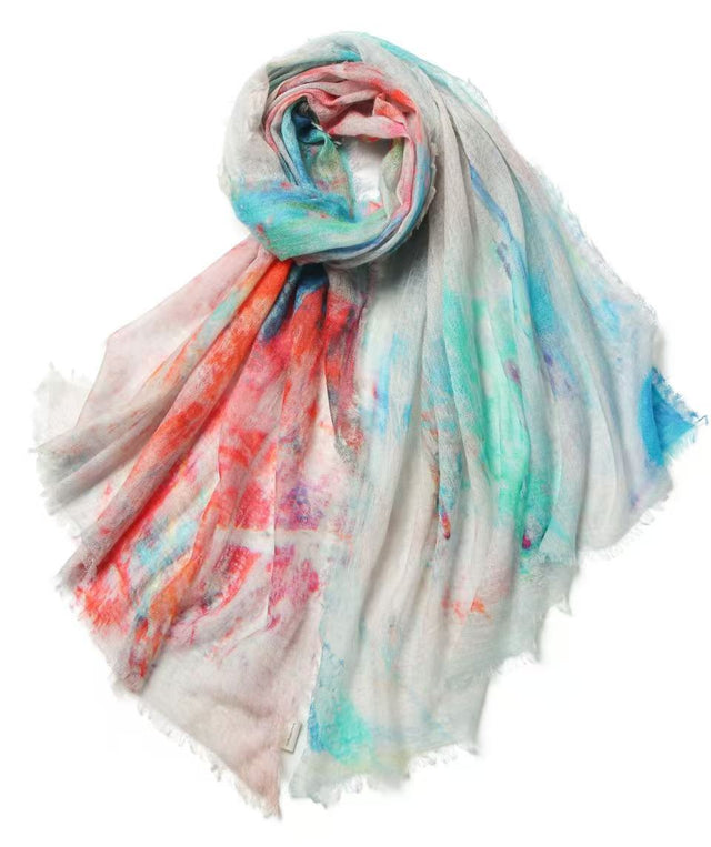 100% Ultra-Fine Cashmere Gradient Scarf Shawl – Lightweight Oversized Wrap for Year