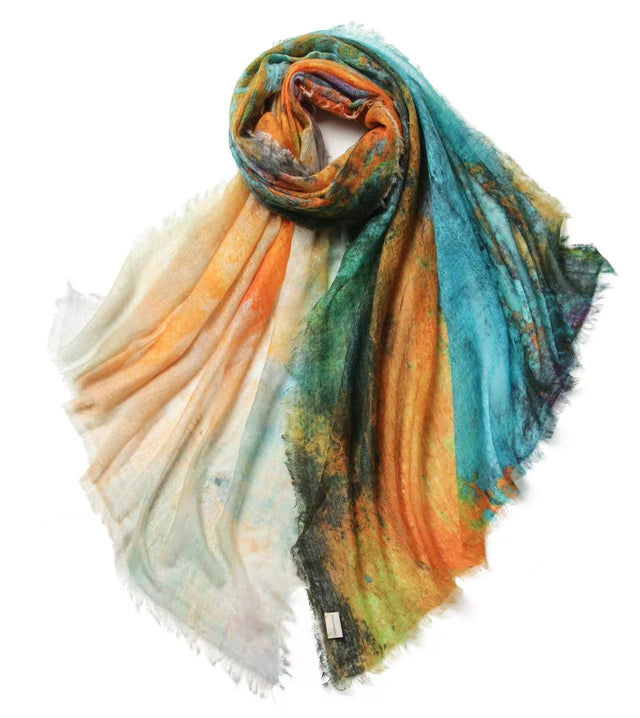 100% Ultra-Fine Cashmere Gradient Scarf Shawl – Lightweight Oversized Wrap for Year