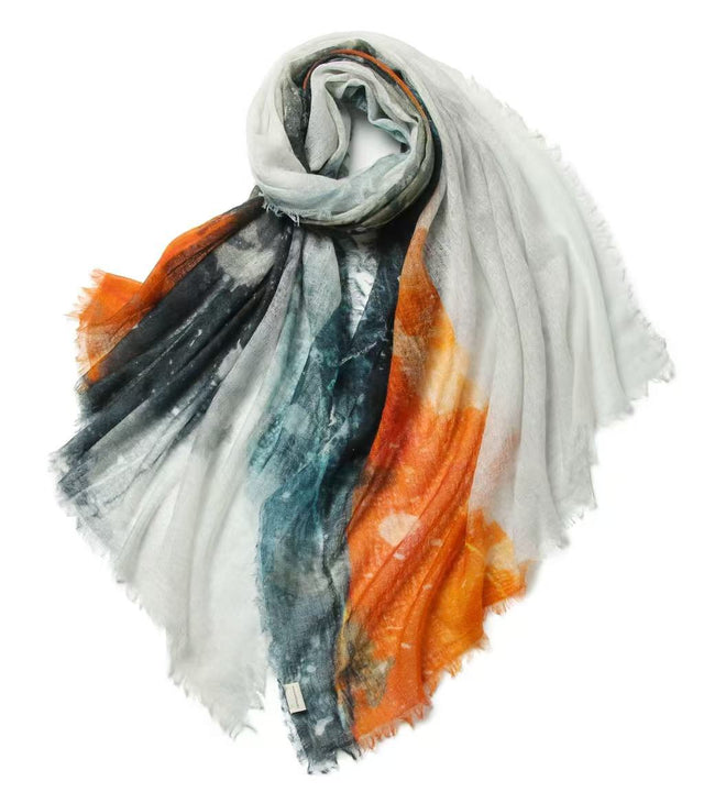100% Ultra-Fine Cashmere Gradient Scarf Shawl – Lightweight Oversized Wrap for Year