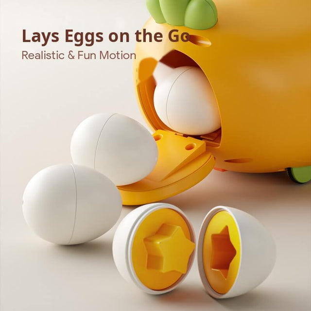 Interactive Musical Egg-Laying Hen Toy – Lights & Sounds Crawl-Along Toy for Babies & Toddlers | Shinymarch
