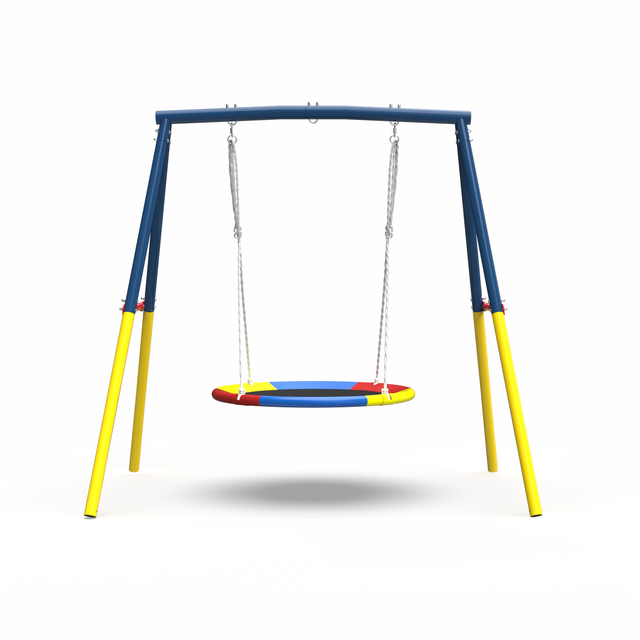 Flying Saucer Swing Set with Heavy Duty A-Frame Metal Swing Stand, Full Steel, Outdoor for Kids, Backyard, Playground, Outdoor