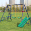 4 in 1 Swing Set With Seesaw, Belt Swing, Slide, Glider for Backyard