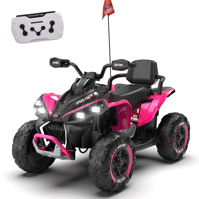 24V Kids Ride On Electric XXXL ATV W/parents Control,Four-wheel shock absorber,English storytelling function,Music,Lights,USB,MP3,Power display,Bluetooth,speeds of 1.24-3.73MPH For Kids Aged 3-12.