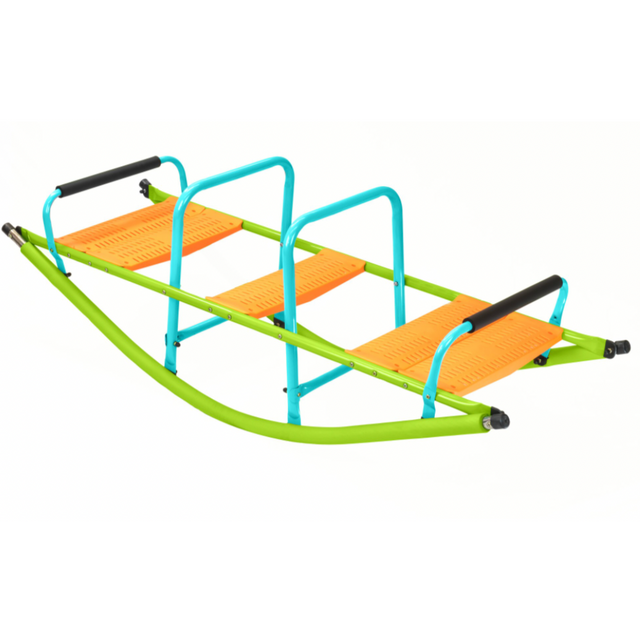 XSS008 High Quality Kids Seesaw with Plastic Seat and Steel Tube for Outdoor Play, Blue and Green