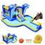 8 in1 Inflatable slide water park trampoline bouncing house outdoor garden with  Dolphin sprinkler & Target games & Water gun & Basketball