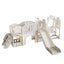 Versatile Toddler Slide with 11-in-1 Activity Center, Grey+Ivory, Polyethylene, 116.54in