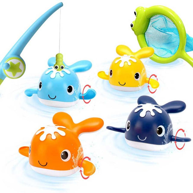 Magnet Baby Bath Fishing Toys - Wind-up Swimming Whales Bathtub Toy Fishing  Game, Water Tub Toys Set with Fishing Pole & Net for Toddler Kids 3 4 5 6 Years  Old