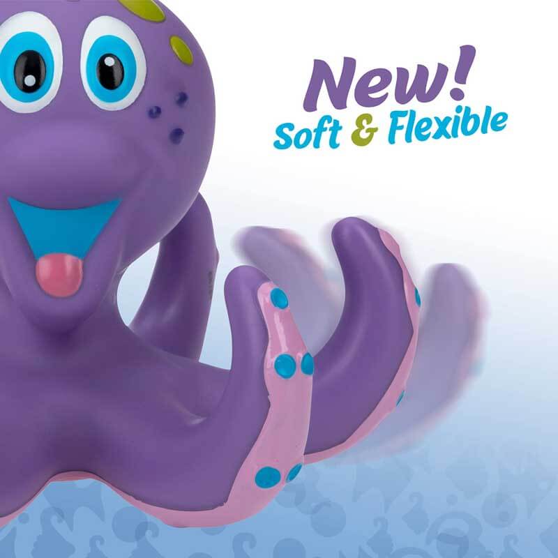 Nuby Floating Purple Octopus with hot 3 Hoopla Rings Interactive Bath Toy