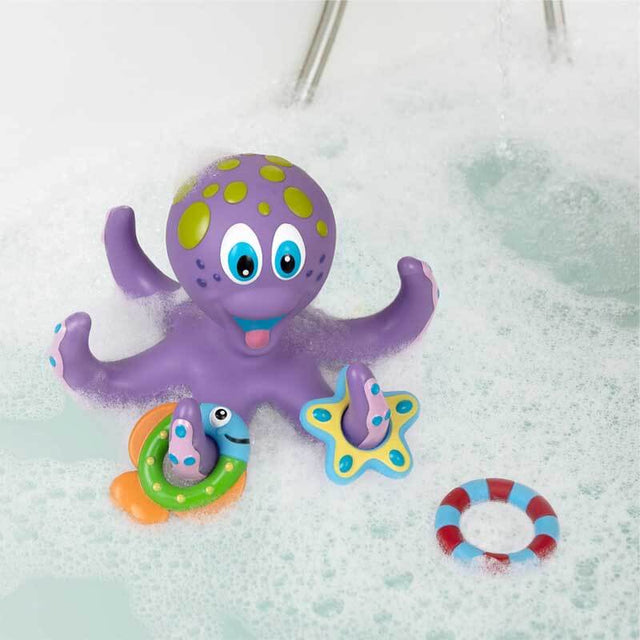Floating Purple Octopus with 3 Hoopla Rings Interactive Bath Toy | Shinymarch®
