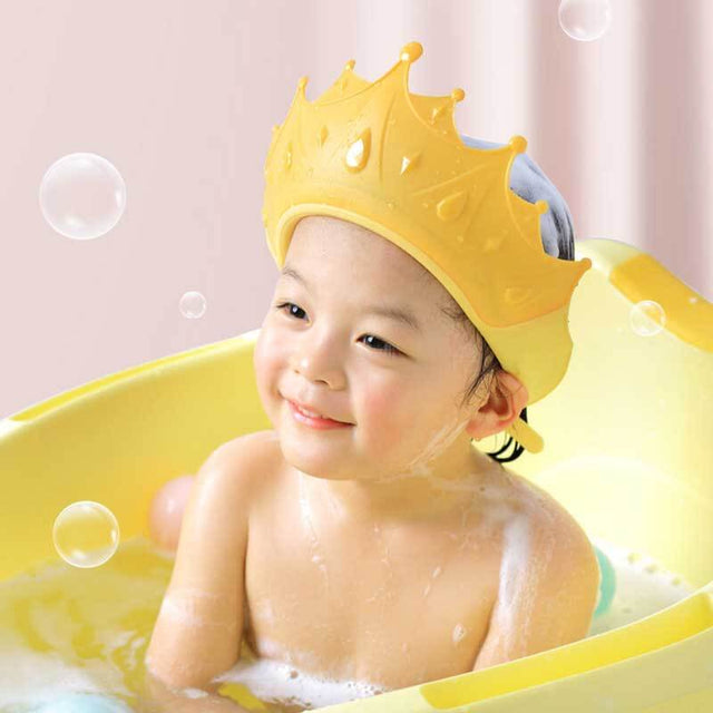 2 Pieces Baby Shower Cap Waterproof Shampoo hat for Toddler Protect ears, eyes Adjustable Silicone Bathing Crown | Shinymarch®