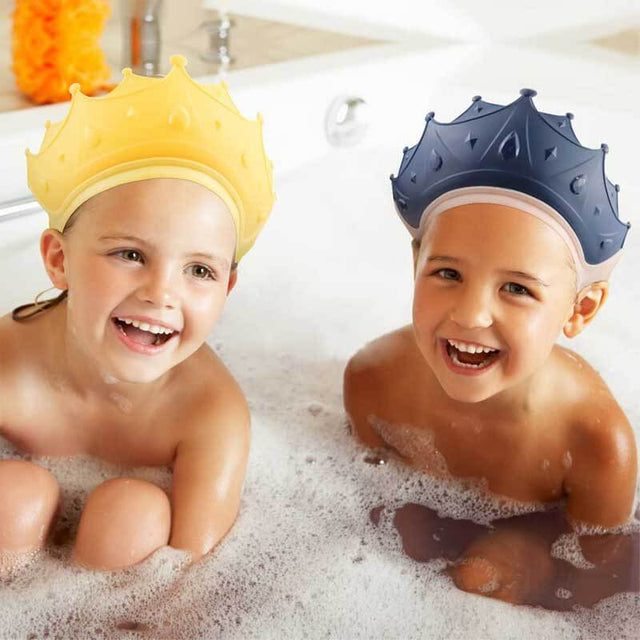 2 Pieces Baby Shower Cap Waterproof Shampoo hat for Toddler Protect ears, eyes Adjustable Silicone Bathing Crown | Shinymarch®