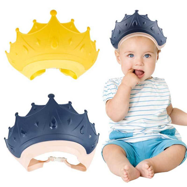 2 Pieces Baby Shower Cap Waterproof Shampoo hat for Toddler Protect ears, eyes Adjustable Silicone Bathing Crown | Shinymarch®